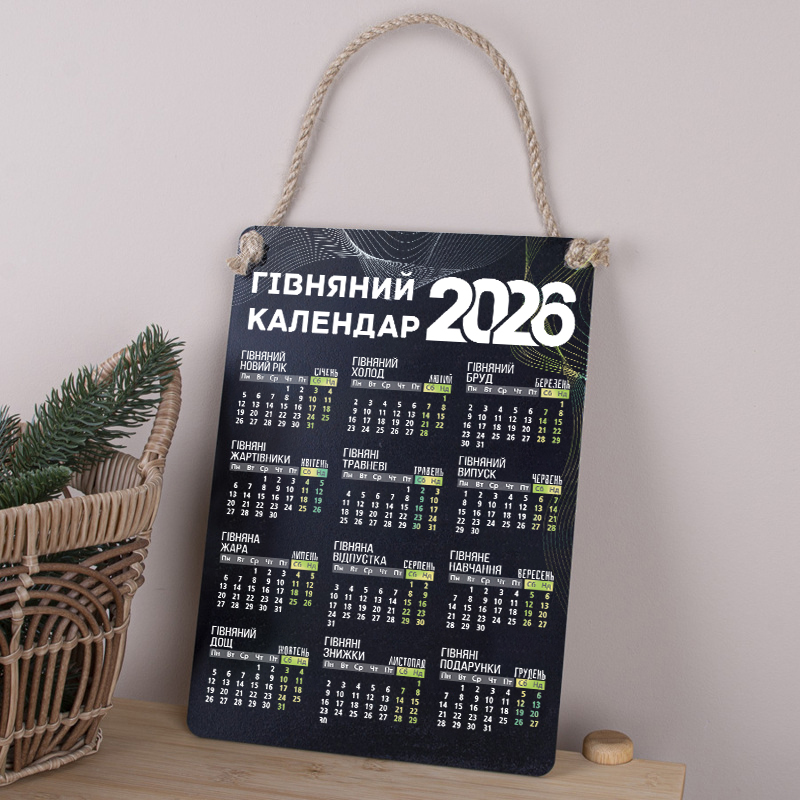 деревянная табличка-постер 30х21см "Говняный календарь" 2026